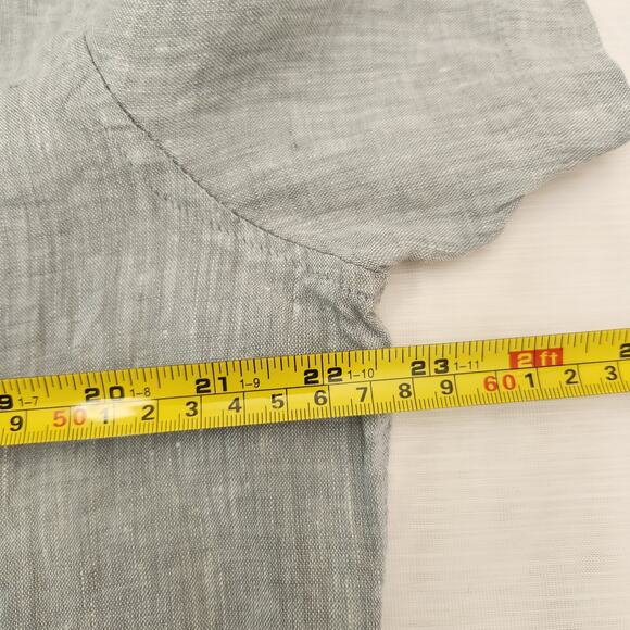 Heritage Report Collection Shirt Men Large Blue Linen Short Sleeve Button Collar - Picture 10 of 13